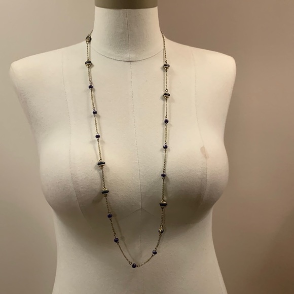 LOFT Blue And Gold Tone 17.5” Long Necklace - Picture 1 of 10